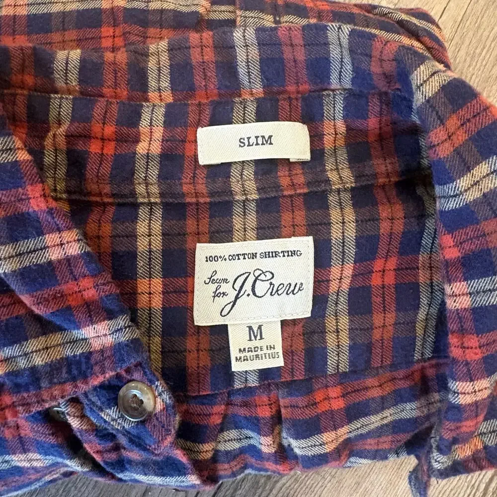 J. Crew Men’s Slim Dress Button Down Red and Blue Medium